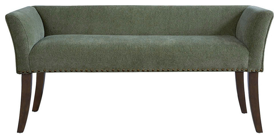 Madison Park Flared Low Arm Low Back Accent Bench Chair, Green