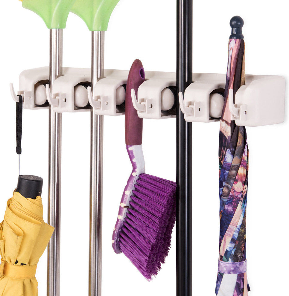 Costway Mop Holder Hanger 5 Position Home Storage Broom Organizer Wall Mounted