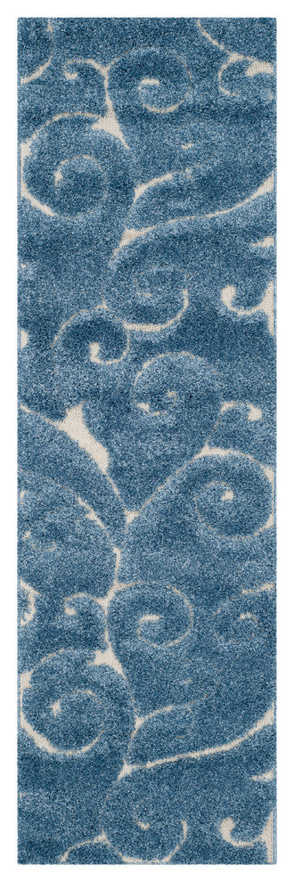Safavieh Florida Shag Sg455-6011 Rug, Dark Blue/Cream, 2'3" X 6'6"