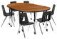 76" Oval Wave Flexible Laminate Activity Table Set, 18" Student Stack Chairs Oak