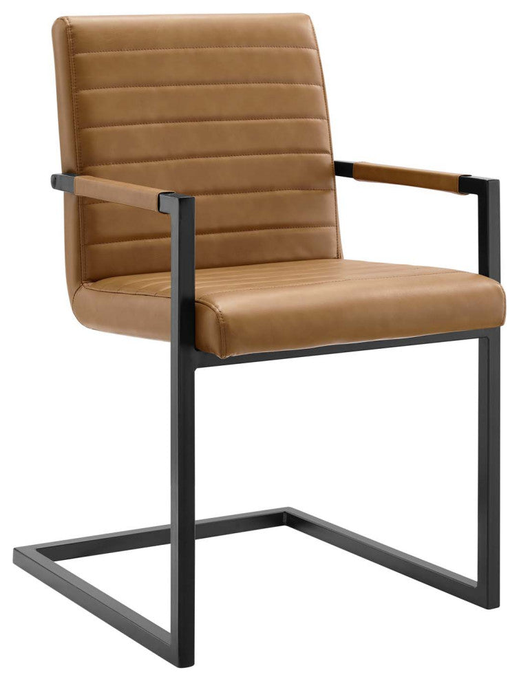 Savoy Vegan Leather Dining Chairs Set of 2, Tan