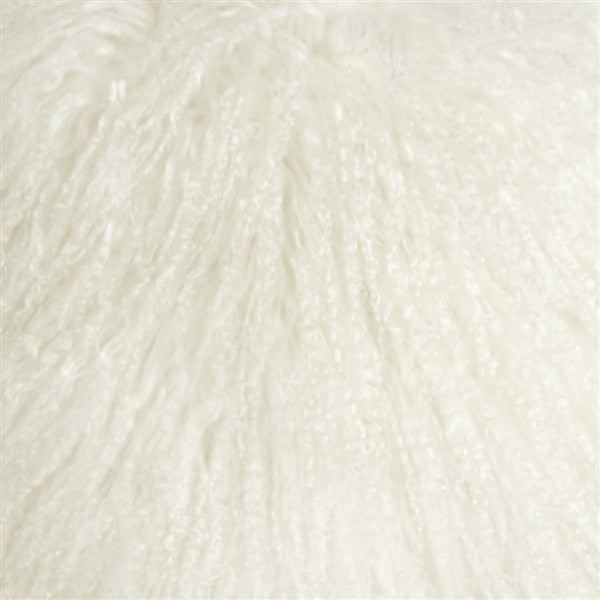 Genuine Mongolian Sheepskin Throw Pillow with Insert (16+ Colors), White