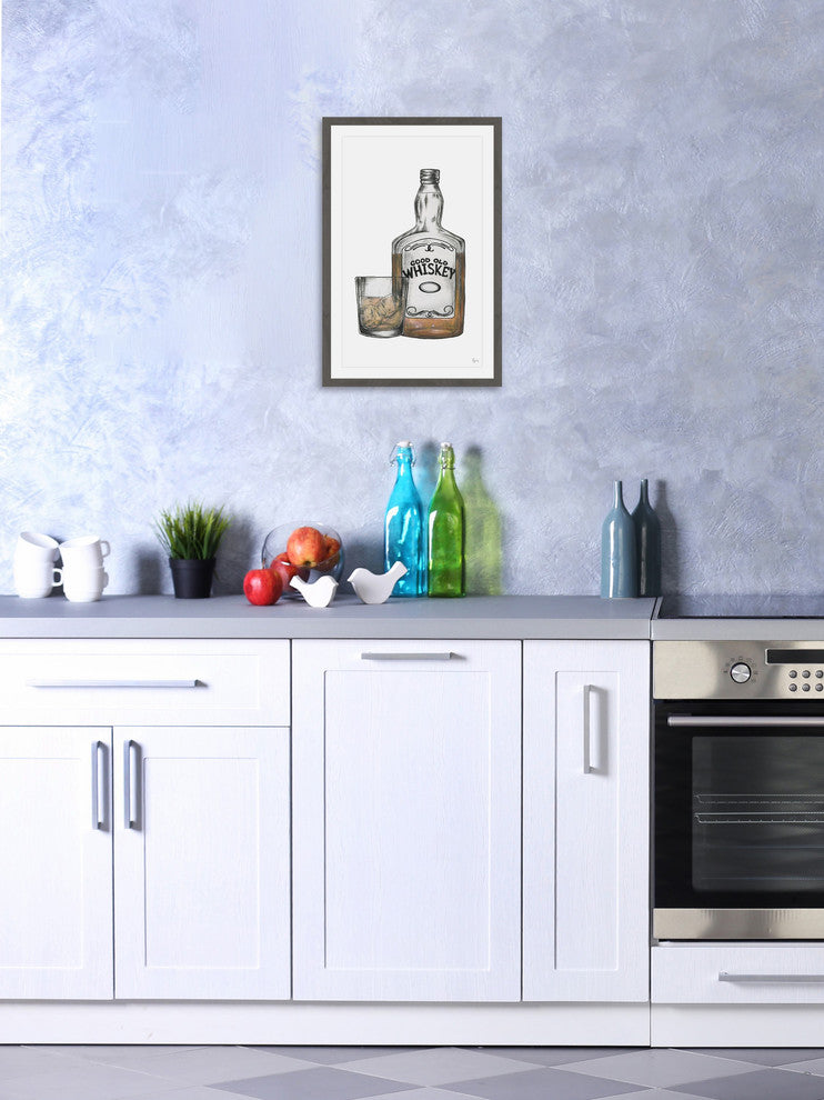 "Good Old Whiskey" Framed Painting Print, 12"x18"