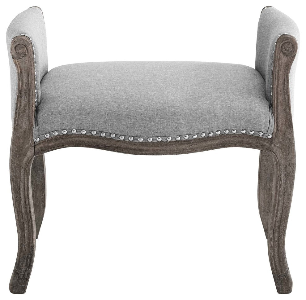Light Gray Avail Vintage French Upholstered Fabric Bench
