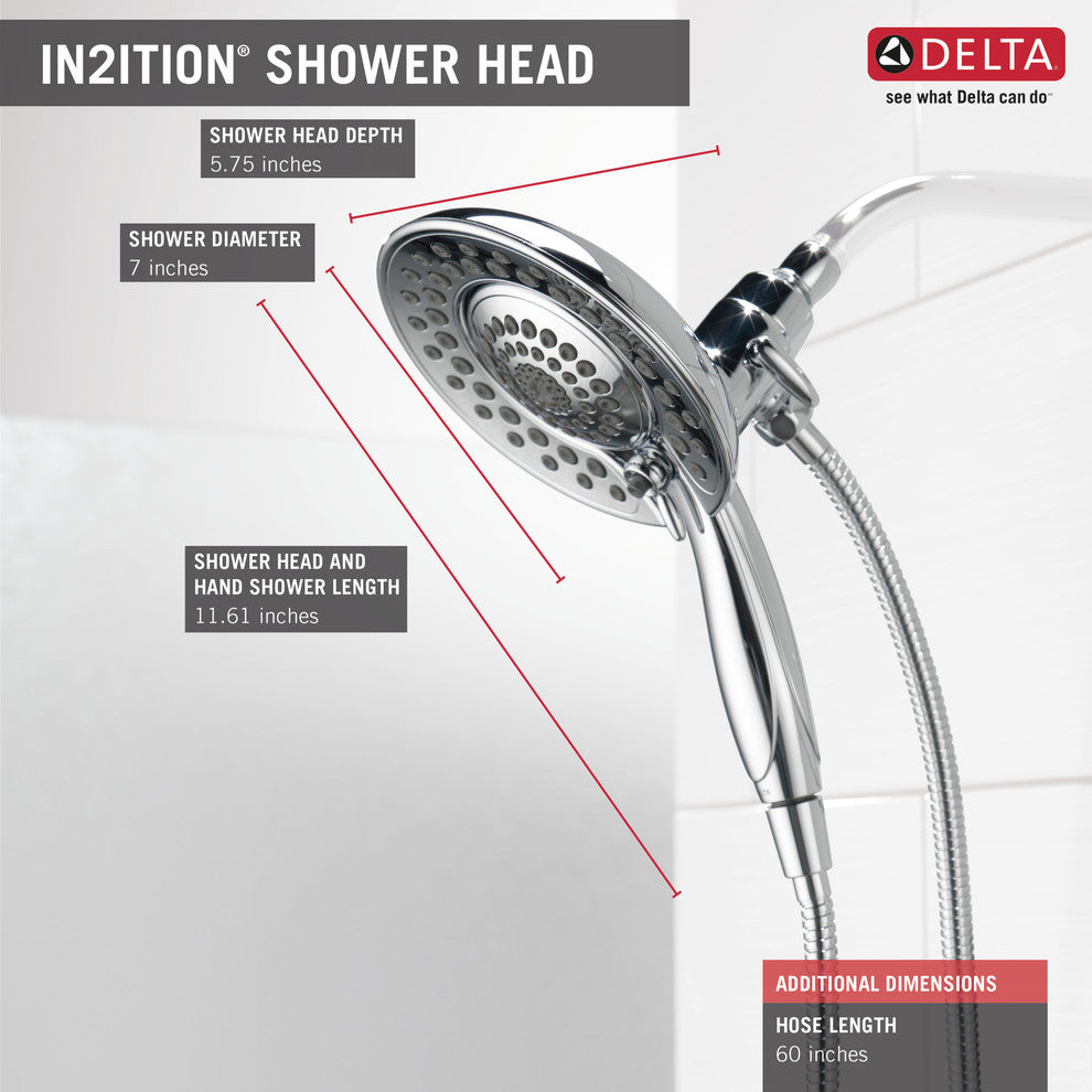 Delta Showering Components In2ition 5-Setting 2-in-One Shower, Chrome, 58569-PK