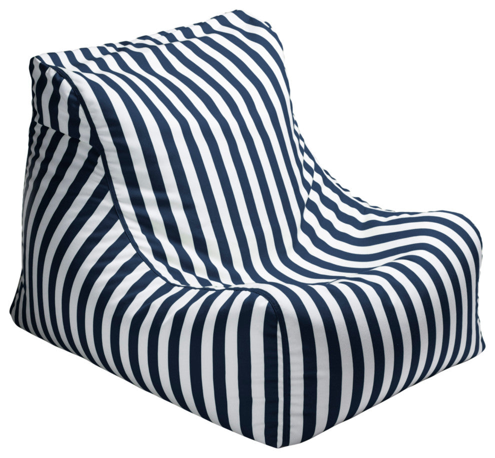 Ponce Outdoor Patio Bean Bag Lounger, Navy Stripes