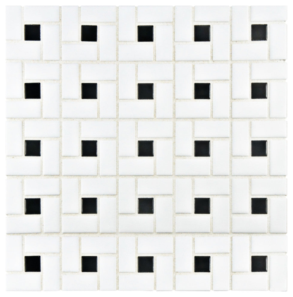 Spiral Black and White Porcelain Floor and Wall Tile