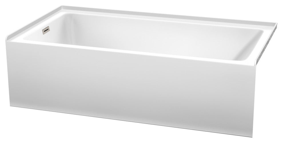 Grayley 60x32x18" Alcove Bathtub With Left-Hand Drain and Trim, Brushed Nickel