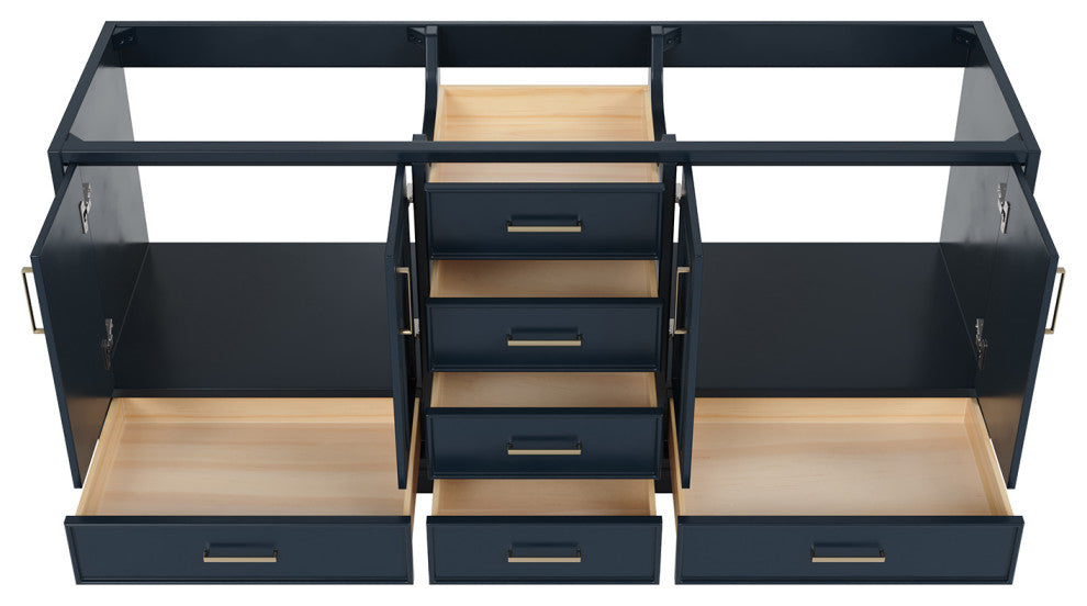 Ariel Stafford 72" Double Sink Bathroom Vanity Base, Midnight Blue