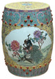 Vintage Famille Rose Yellow Base Peacocks Peony Porcelain Round Stool Hws4350