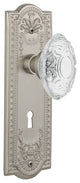 Meadows Plate Double Dummy, Keyhole Crystal Victorian Knob, Satin Nickel, MEACVI