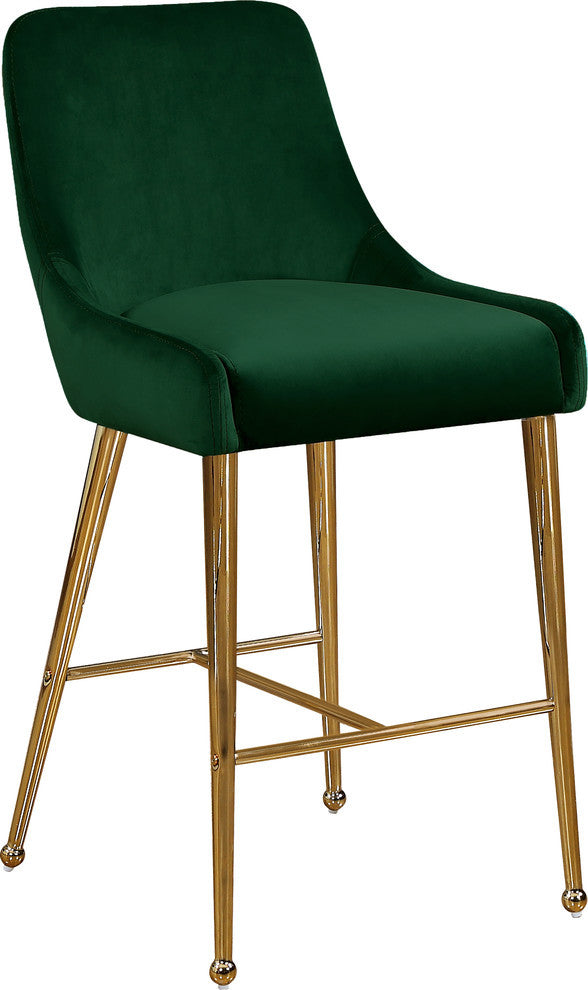 Owen Velvet Upholstered Stool (Set of 2), Green