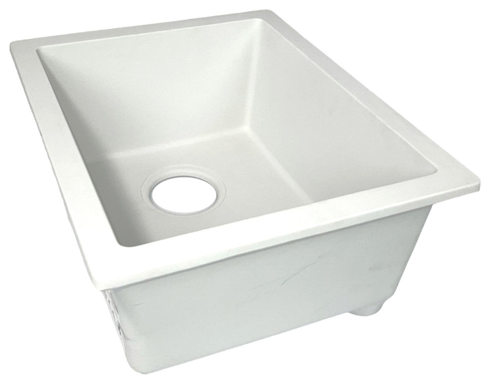 Nantucket Sinks PR1815-W Dual-mount Granite Composite Bar-Prep Sink in White