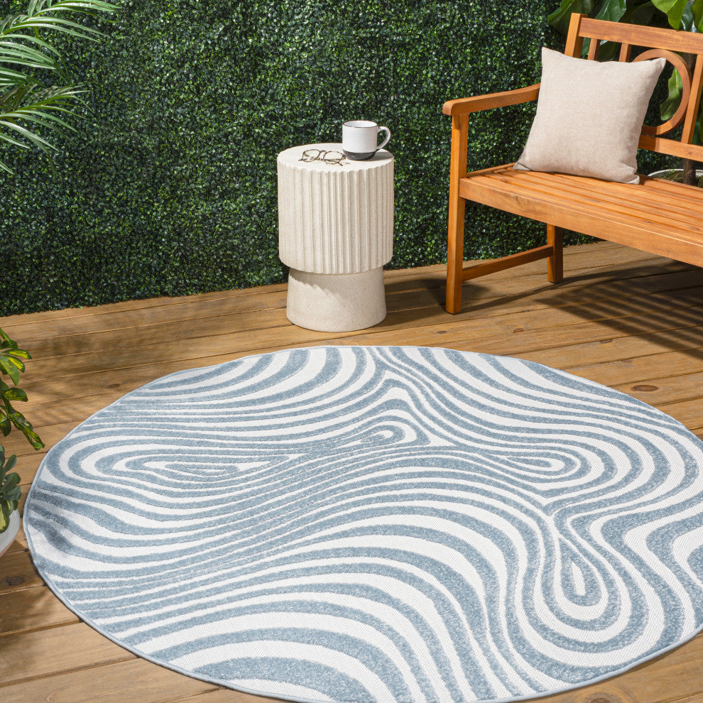Maribo High-Low Abstract Groovy Striped Indoor/Outdoor Area Rug