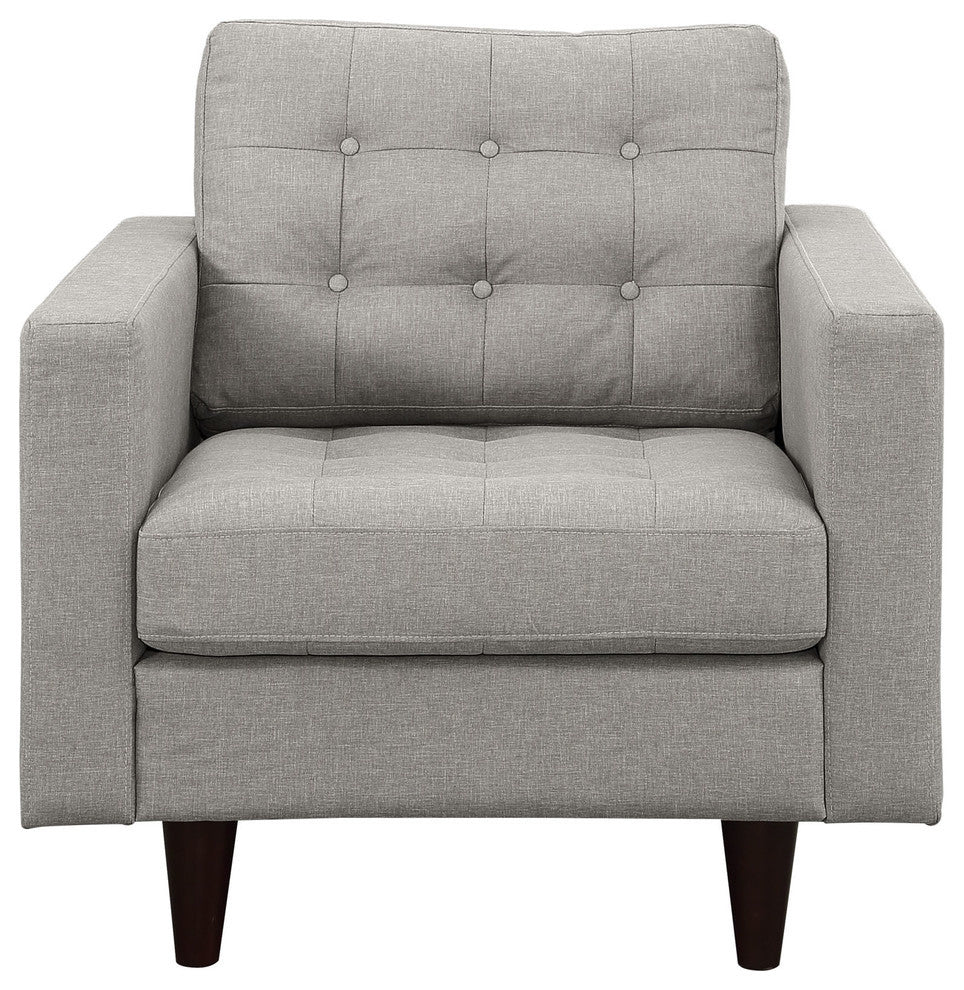 Modern Contemporary Upholstered Armchair, Light Gray Fabric
