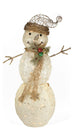 43" Elegant White Sisal Glittering Lighted Snowman Christmas Yard Art Decoration