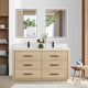 Porto Bath Vanity with White Quartz Stone Top, Natural Oak, 60 in., No Mirror