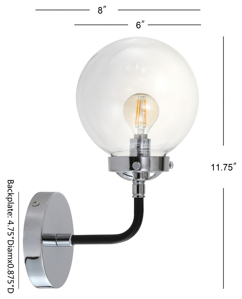 Caleb 1-Light Brass Wall Sconce, Chrome / Black, 1 - Light(s)