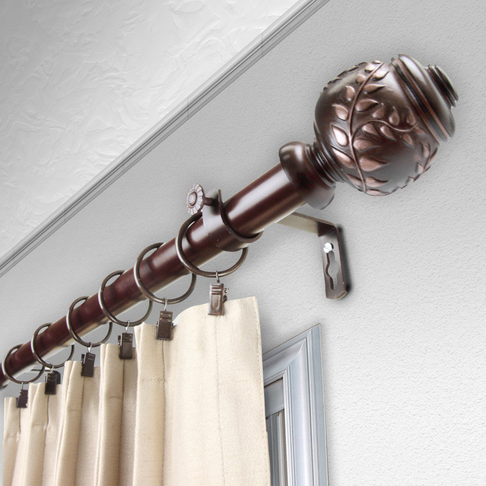 Frond 1" Curtain Rod, Bronze, 120"-170"