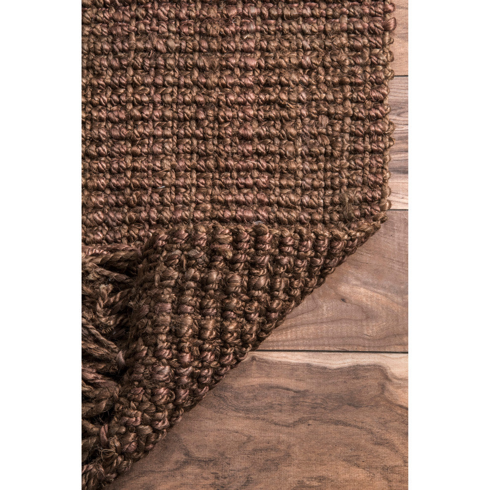 Nuloom Hand Woven Maui Chunky Loop Rug, Chocolate 7'6"x9'6"