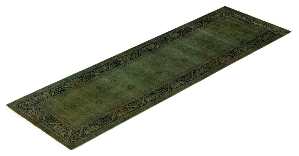 Overdyed One-of-a-Kind Hand-Knotted Area Rug Green, 2' 8" x 8' 8"