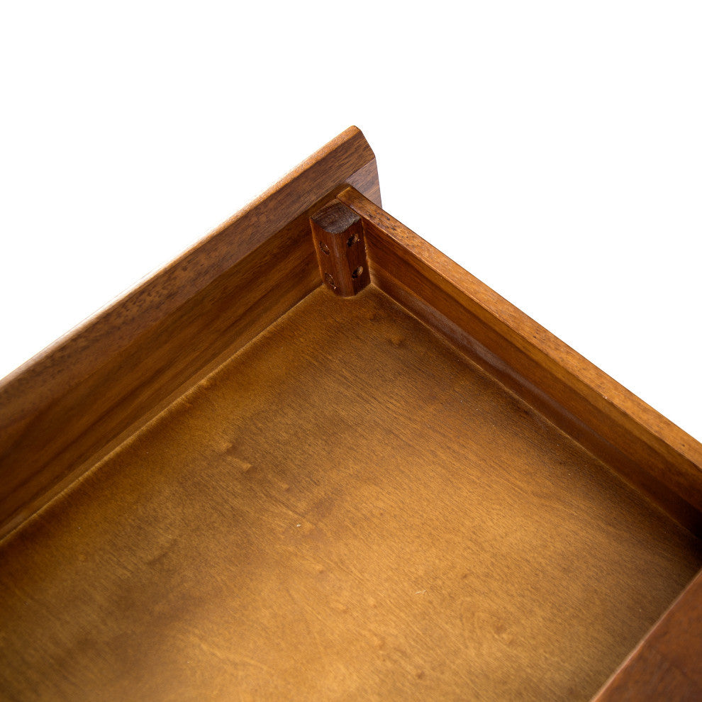 GDF Studio Elrod Dark Oak Acacia Wood Storage Desk With Rustic Metal Iron Accent