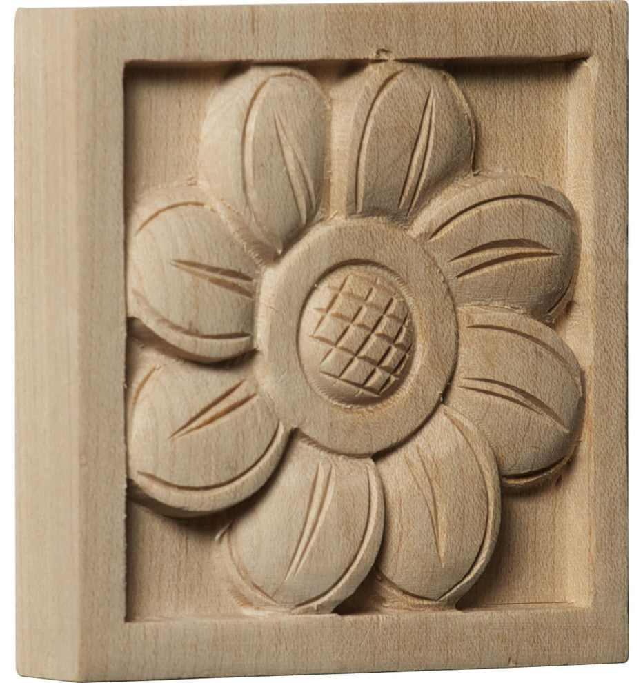 3 1/2"W x 3 1/2"H x 3/4"D Medium Sunflower Rosette, Cherry