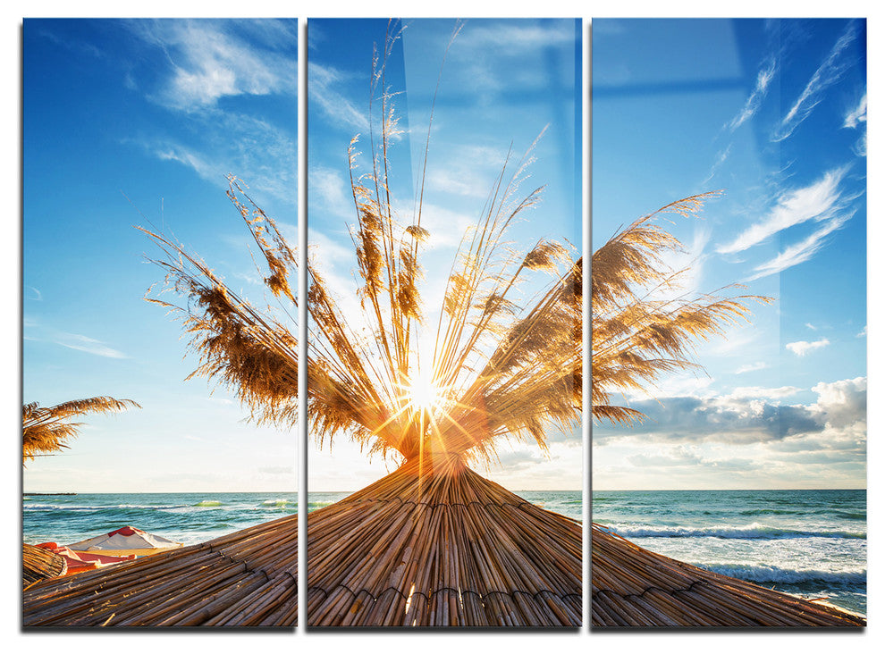 "Vivid Sunrise on Sandy Beach" Metal Wall Art, 3 Panels, 36"x28"