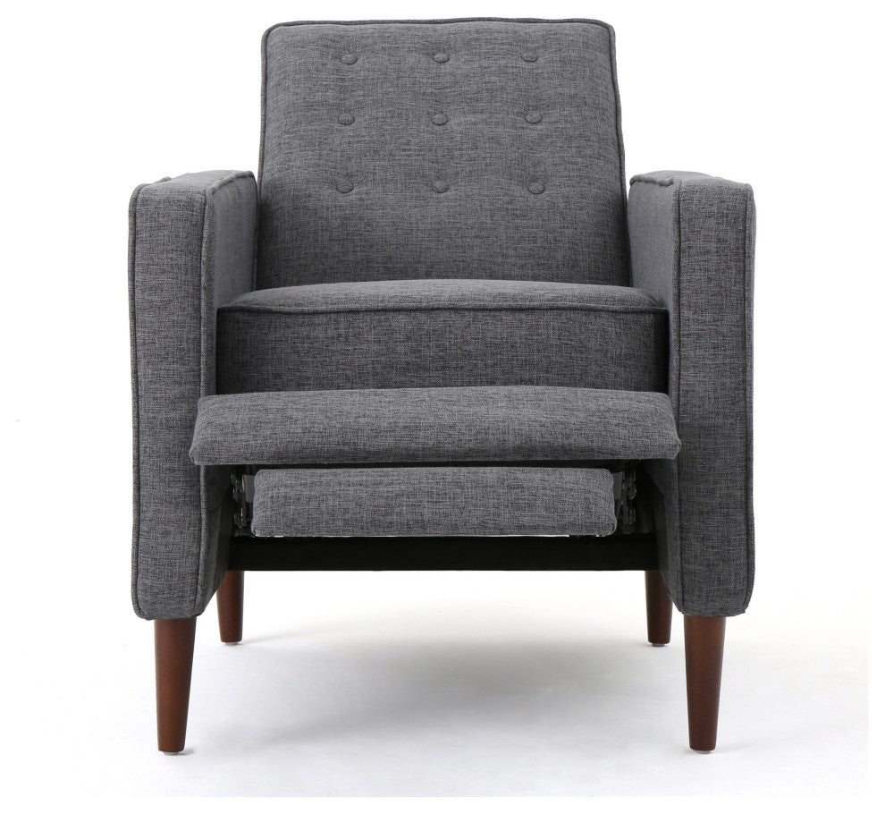 GDF Studio Macedonia Mid-Century Modern Button Tufted Fabric Recliner, Gray Fabric