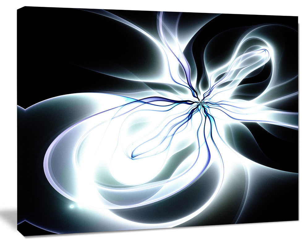 White Symmetrical Fractal Flower, Abstract Art on Canvas, 20x12