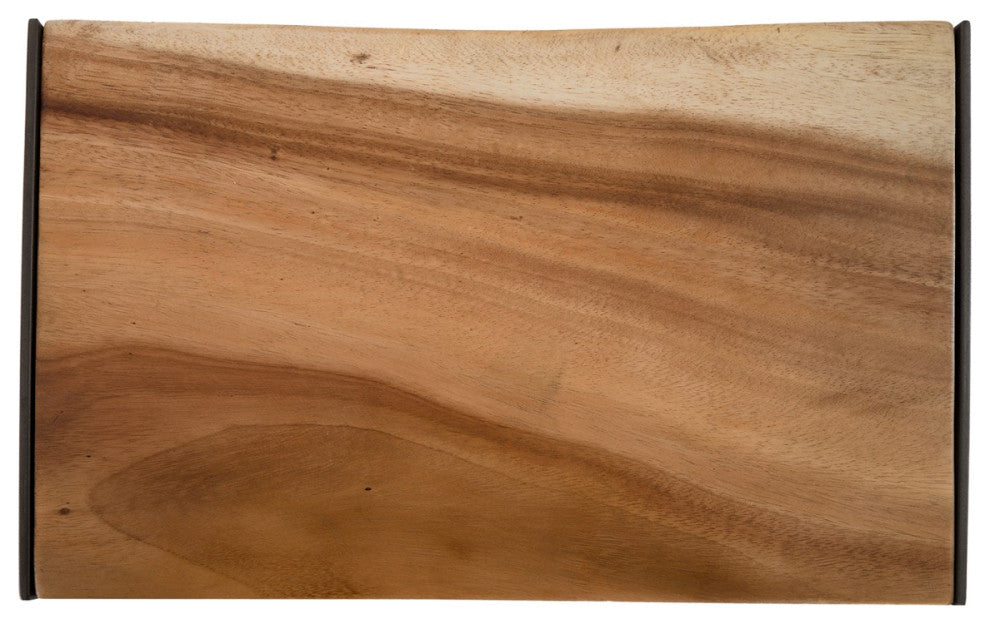 Chamcha Wood Bar Stool, Iron Frame Base