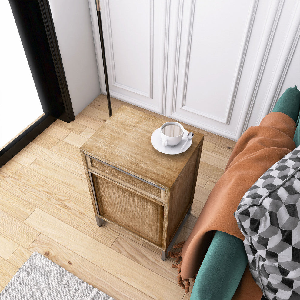 17" 1-door Accent Cabinet, Natural, White Wash