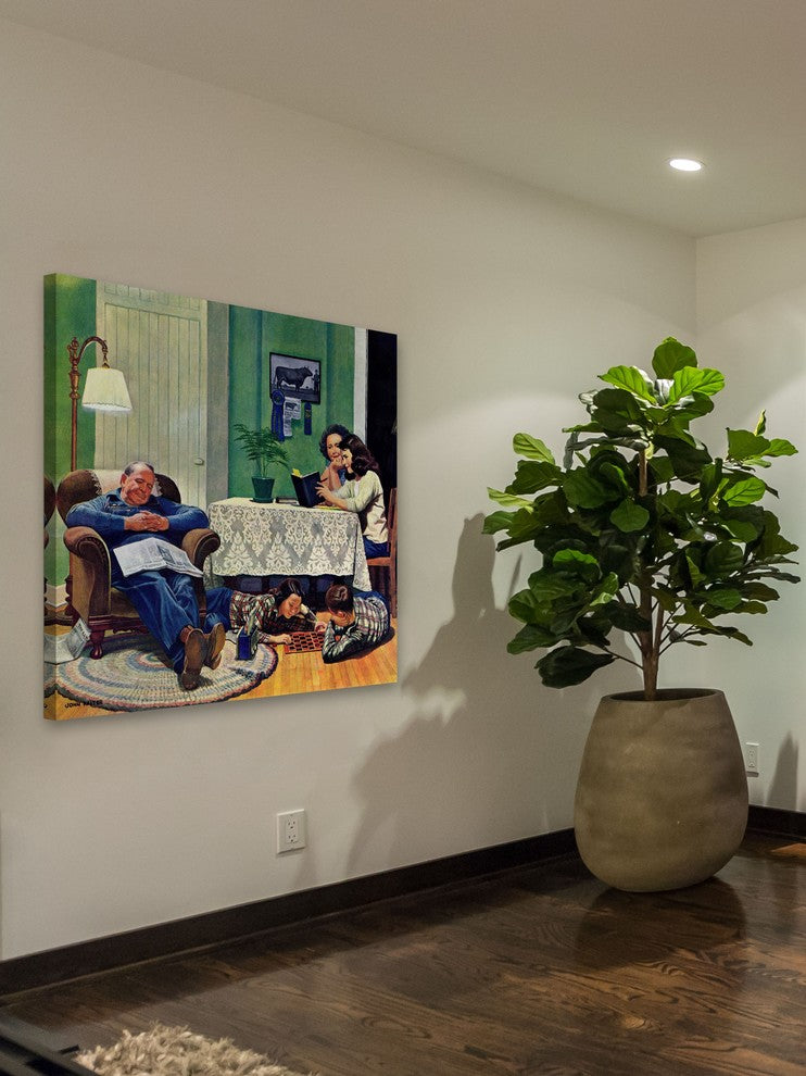 "After Dinner at the Farm" Painting Print on Canvas by John Falter