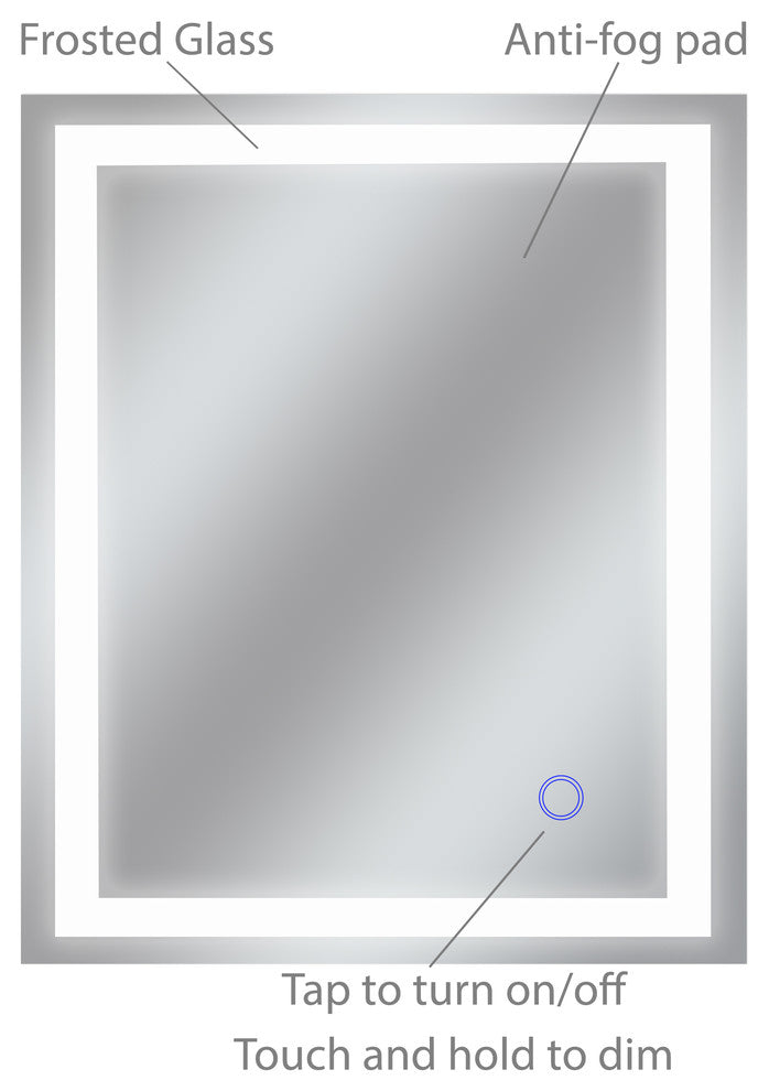 Bathroom LED Mirror With Touch On/Off Dimmer and Anti-Fog, 36"x30" [2019 New Tri