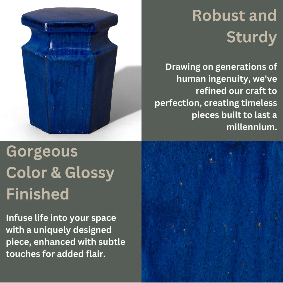Hex Stool Blue 15x18