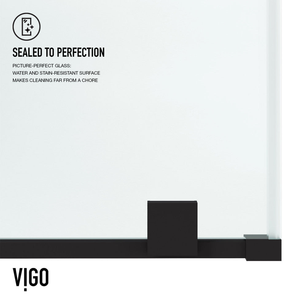 VIGO Ryland 58" to 60" W x 73" H Frameless Track Sliding Shower Door, Matte Black, Clear Glass