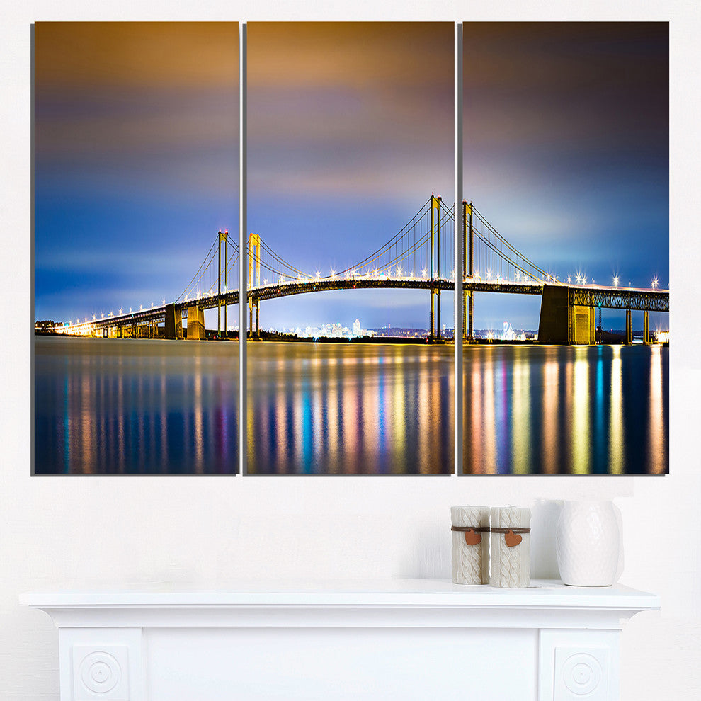 "Delaware Memorial Bridge Panorama" Metal Wall Art, 3 Panels, 36"x28"