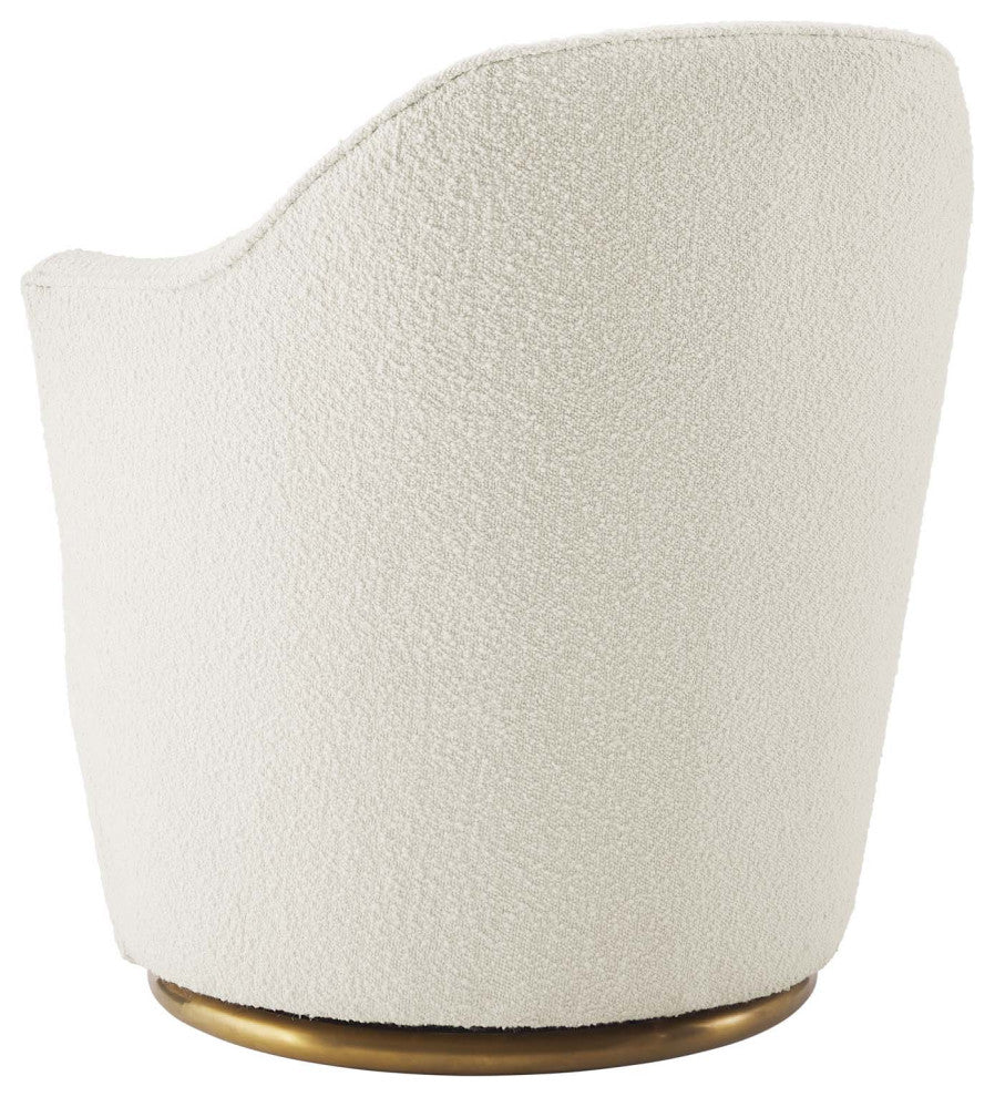 Armchair Swivel Accent Chair, White, Fabric, Modern, Lounge Hotel Hospitality