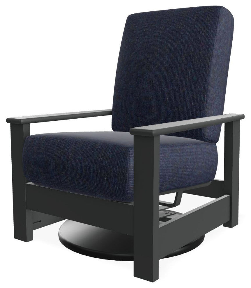 Leeward Deep Seat Outdoor Hidden Swivel Rocker, Indigo/Graphite