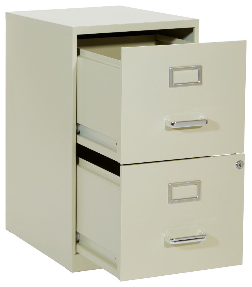 2 Drawer Locking Metal File Cabinet, Tan