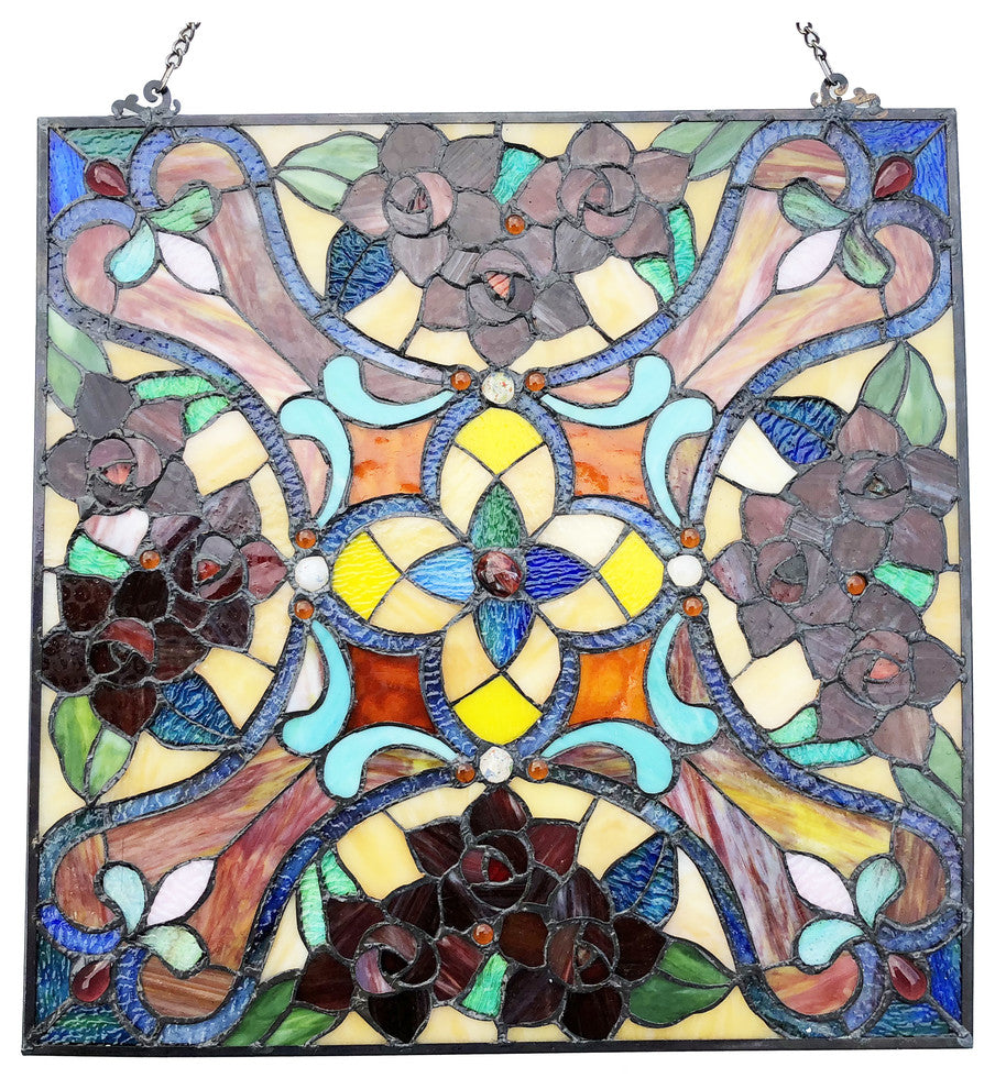 CHLOE Lighting Noelle Victorian Tiffany-glass Window Panel, 20"