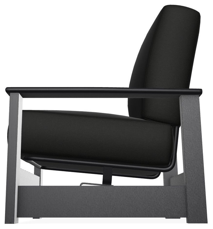 Leeward Deep Seat Outdoor Armchair with Hidden Motion, Black/Black