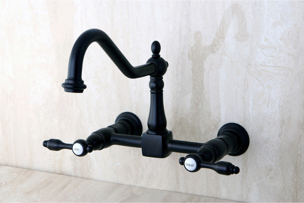 Kingston Brass Wall Mount Bridge Kitchen Faucet, Oil Rubbed Bronze