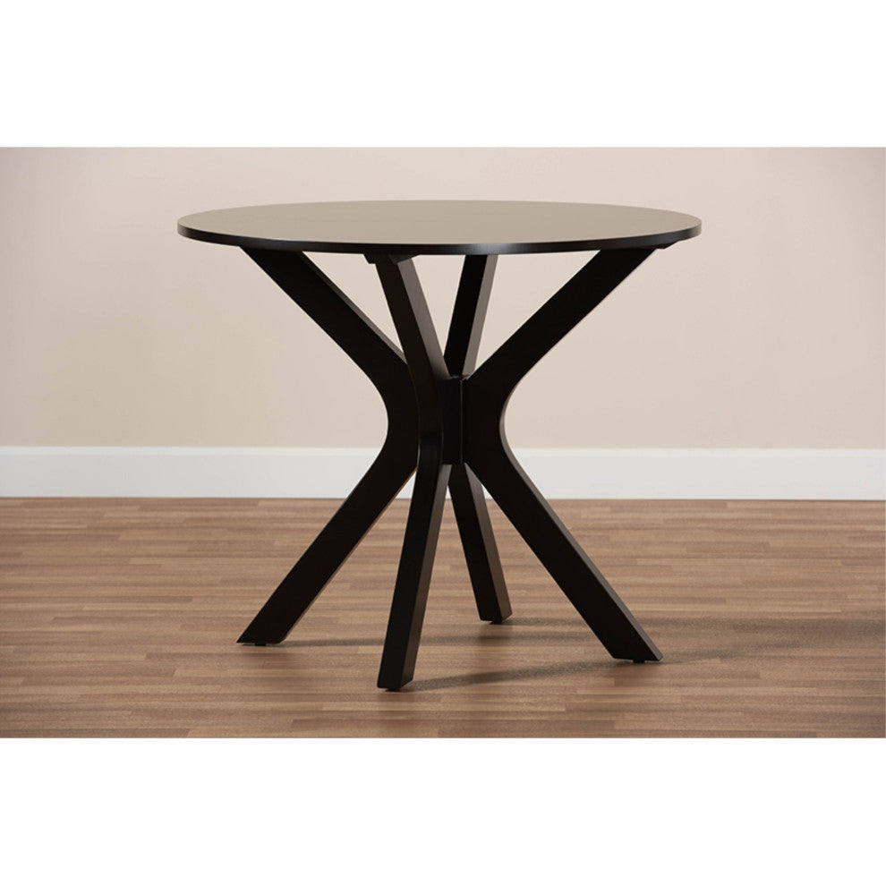 Kenji Modern Dark Brown Finished 35, Inch, Wide Round Wood Dining Table