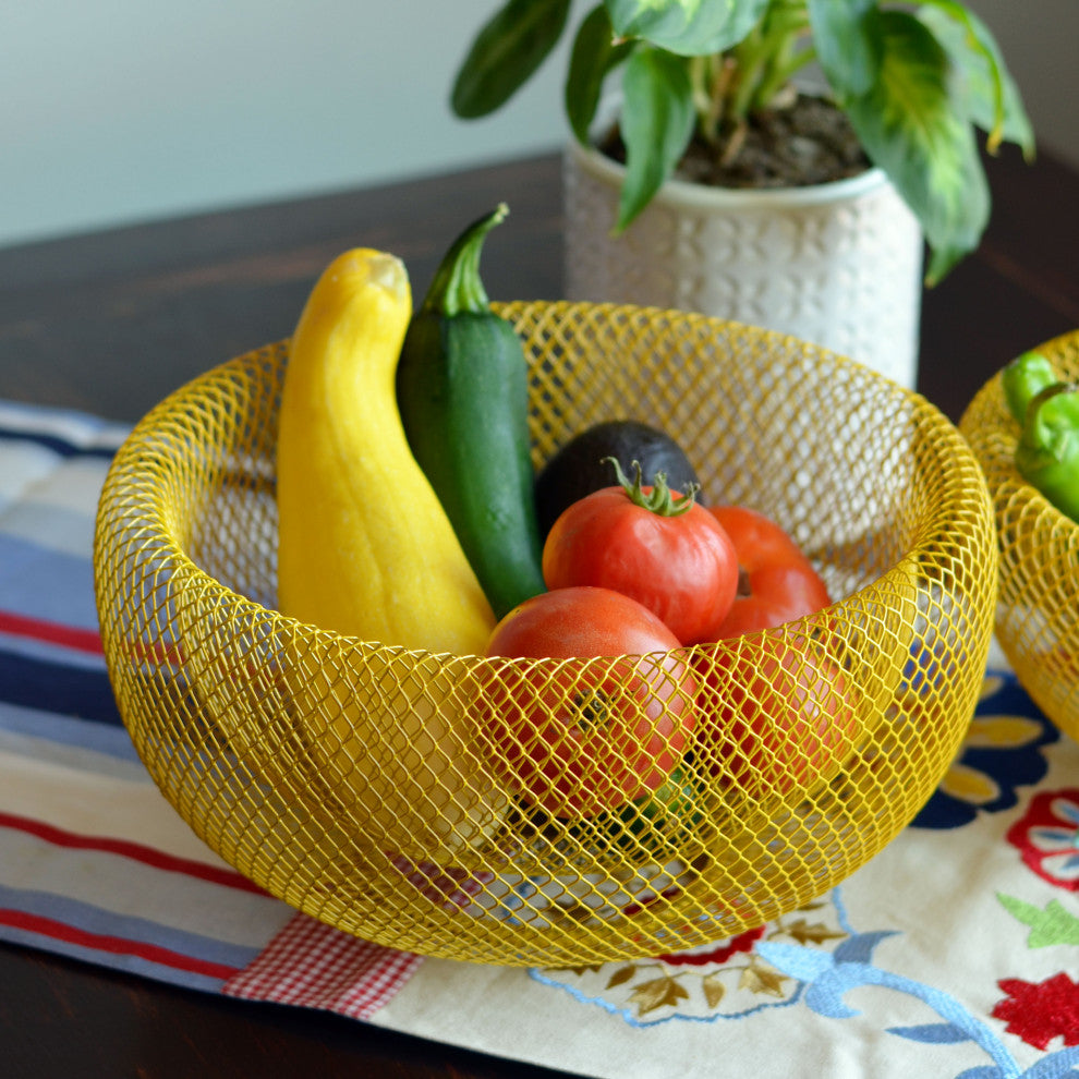Pop Yellow 2-Piece Metal-Mesh Bowl Set