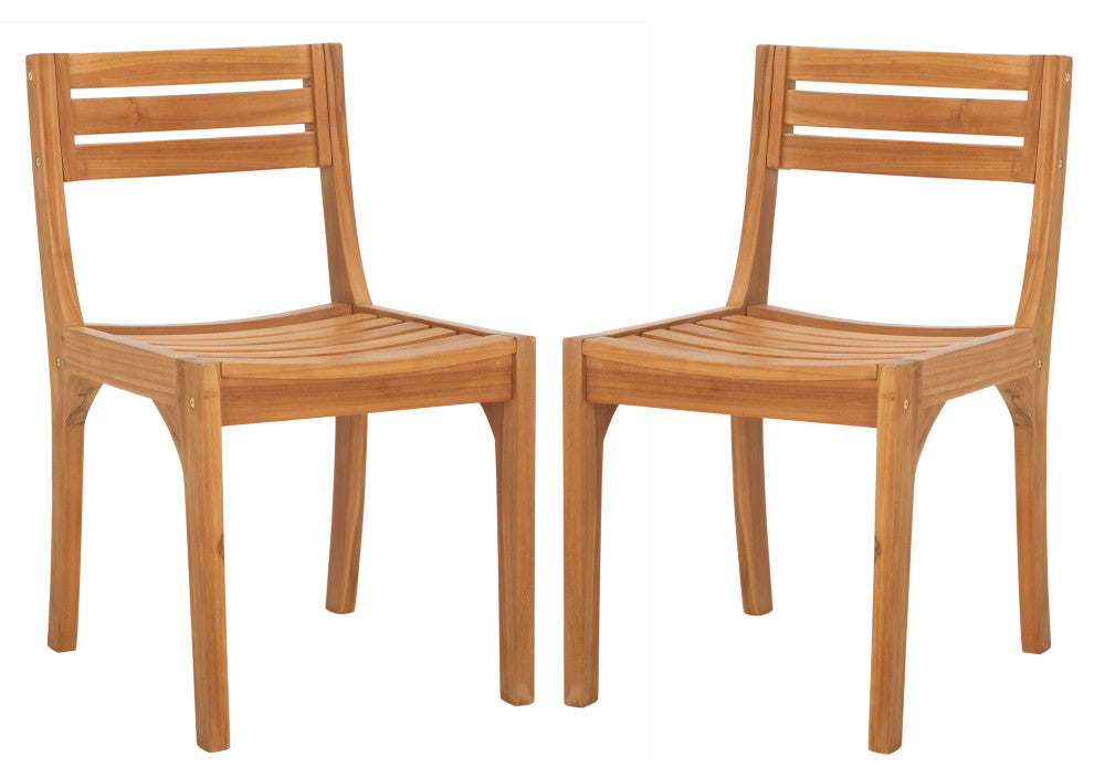 Safavieh Indoor-Outdoor Anna Solid Teak Chair, Set of 2, Natural