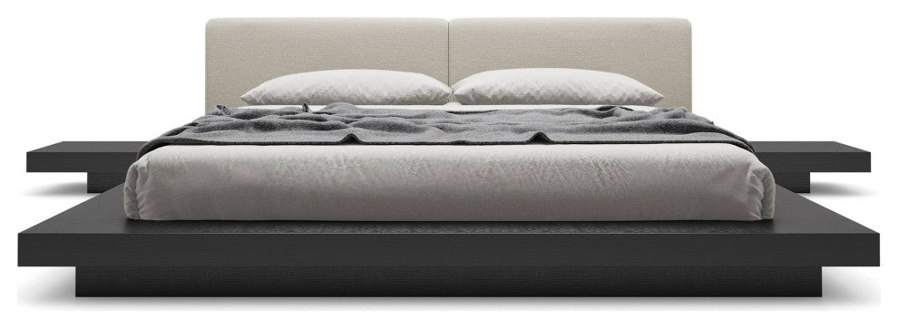 Akanji Bed Ecru Fabric and Wenge / Queen