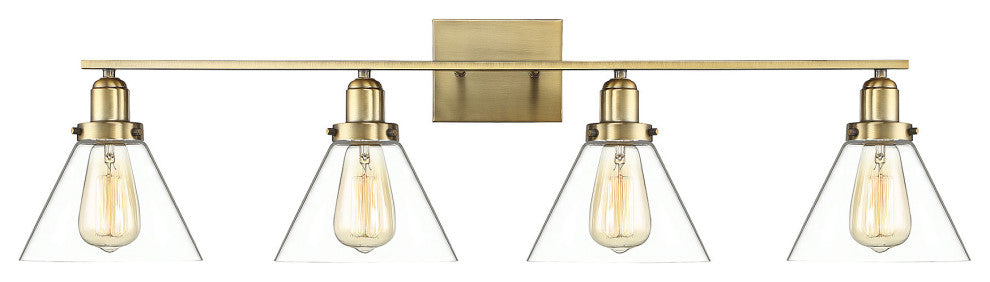 Drake 4-Light Bathroom Vanity Light, Warm Brass