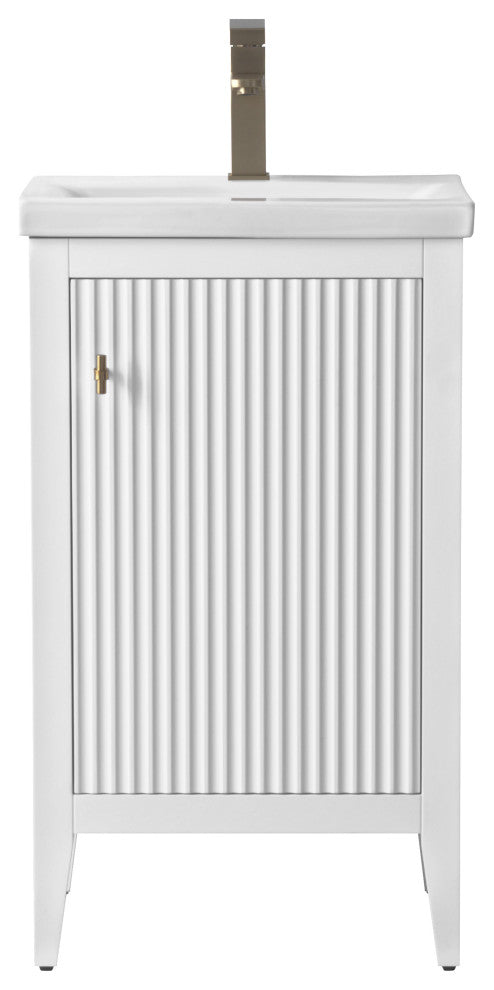 Vanity Art Freestanding Vanity, White, 20", Single Sink, Golden Brushed