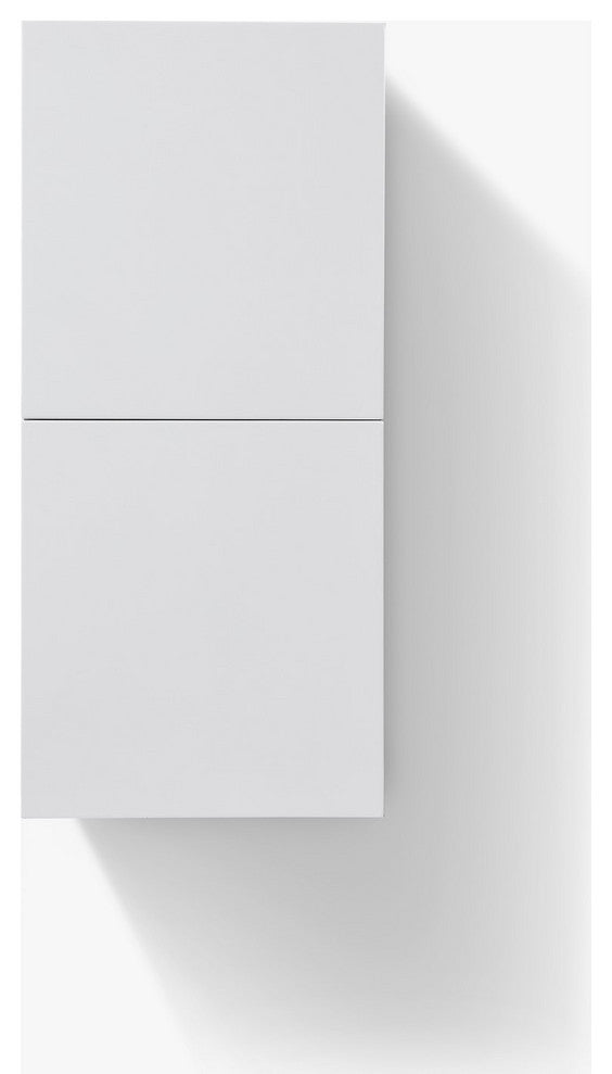 Bliss 12"W x 24"H Linen Side Cabinet, 2 Doors, Nature Wood Finish, High Gloss White